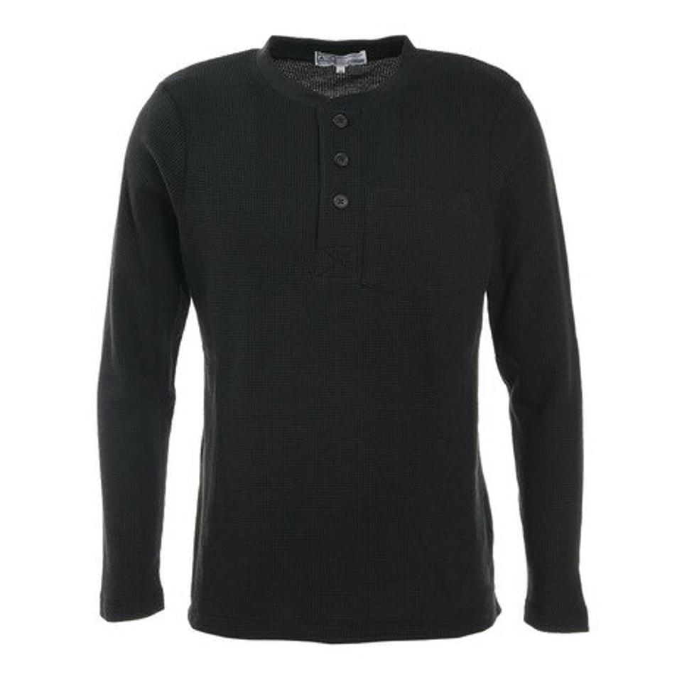 エーシーピージー（ACPG）（メンズ）ワッフルヘンリーネックTシャツ 871PA0ES7076BLK オンライン価格