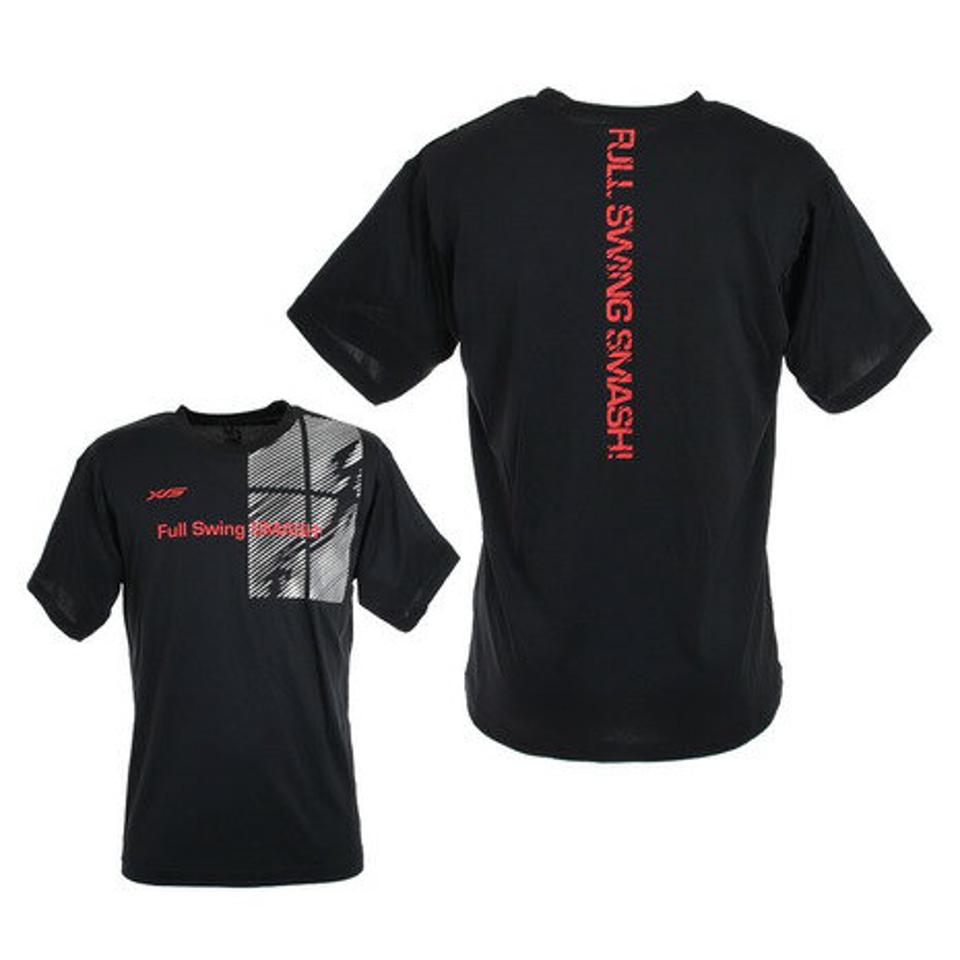 エックスティーエス(XTS)(メンズ)ドライプラス メッセージTシャツ 740G0ES8862 BLK 卓球ウェア