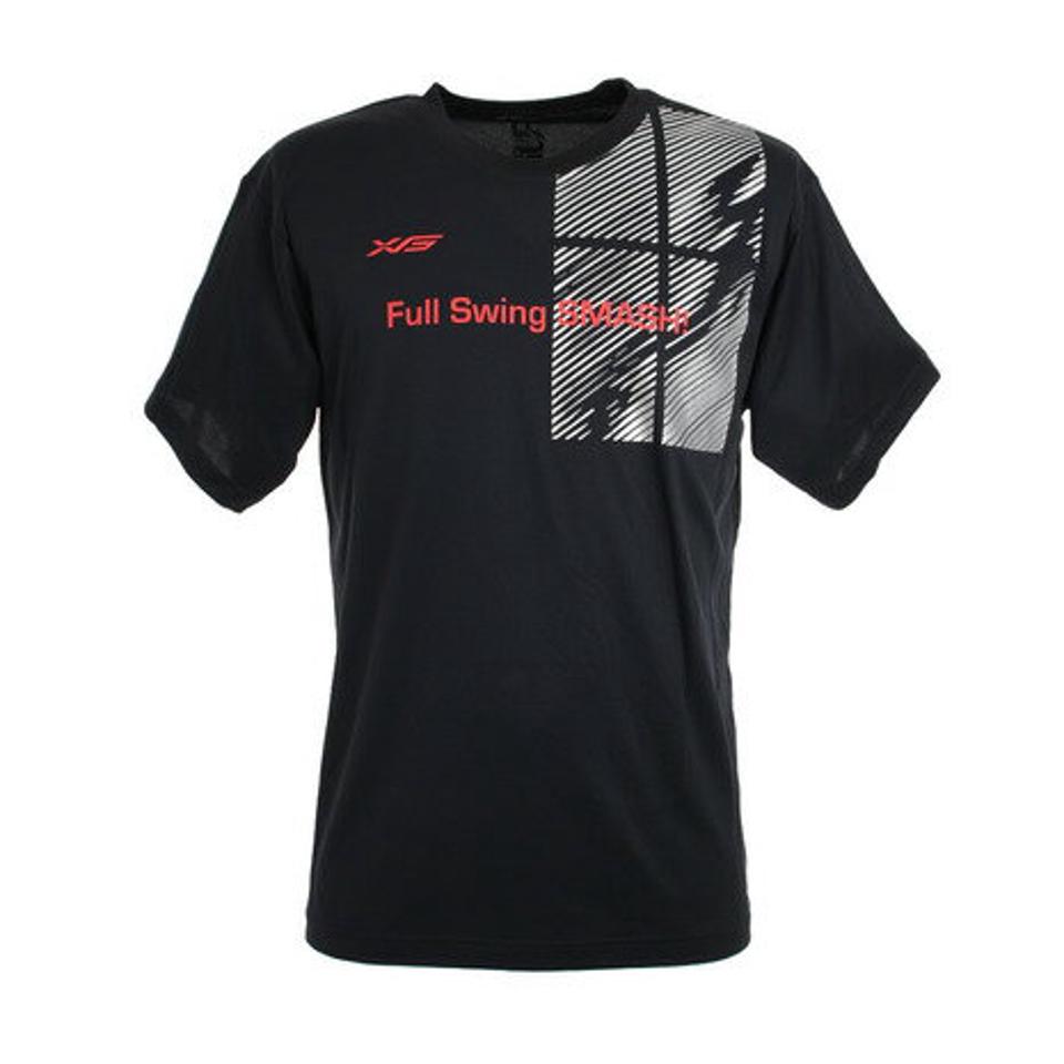 エックスティーエス(XTS)(メンズ)ドライプラス メッセージTシャツ 740G0ES8862 BLK 卓球ウェア