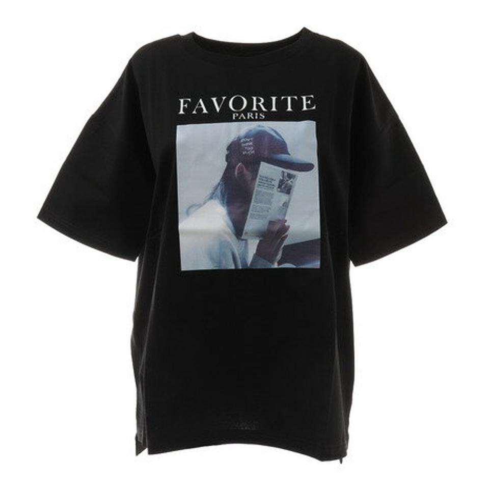 クローバーリーフ（LOVERS' LANE 45）（レディース）Tシャツ レディース 半袖 プリントビッグTシャツ 02800447-BLK
