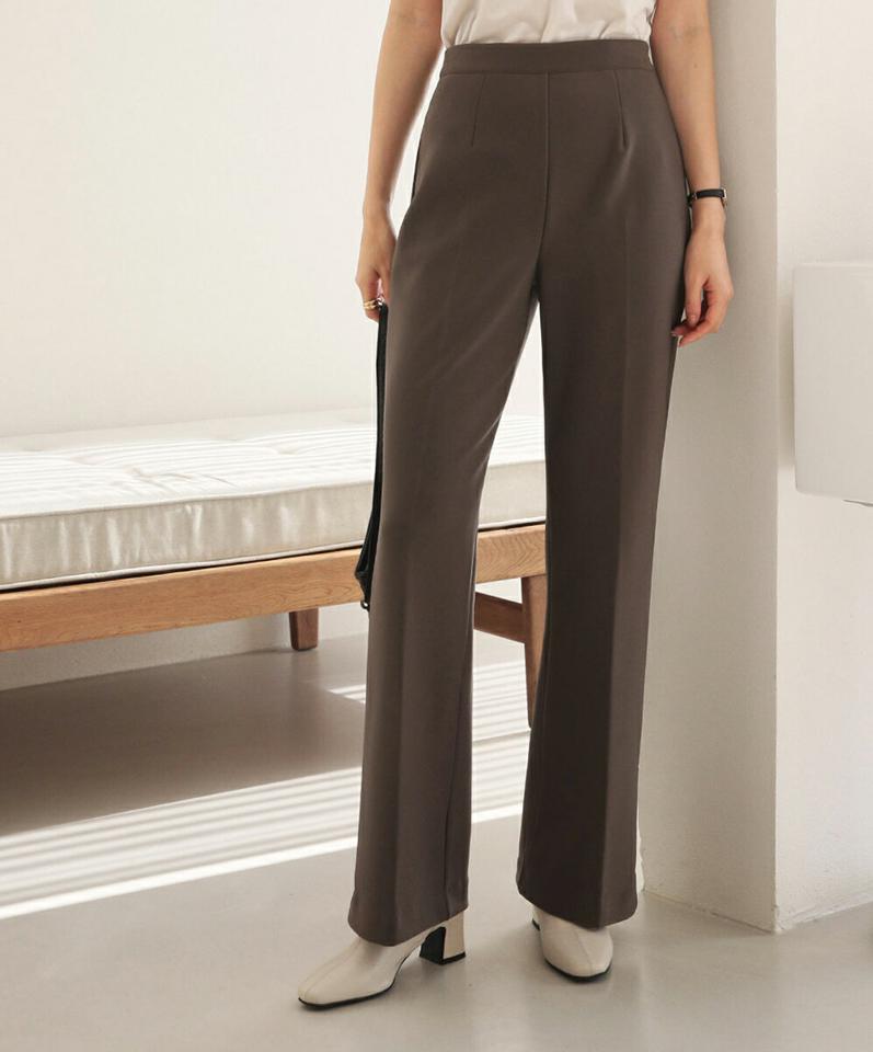 裏起毛ダーツスラックス・t00133 レディース 【pt】パンツ ズボン スラックス ロングパンツ 単色 無地 シンプル ベーシック ダーツ 裏起毛 オフィス オケージョン きれいめ 大人 ハイウエスト フルレングス ストレート 冬 韓国ファッション