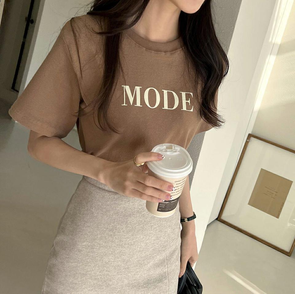 ピーチ起毛MODE半袖Tシャツ・b00128 レディース 【tops】トップス Tシャツ 半袖 ハーフスリーブ ロゴT レタリング ロゴ 起毛 ラウンドネック カジュアル 大人 シンプル 秋 冬 韓国ファッション