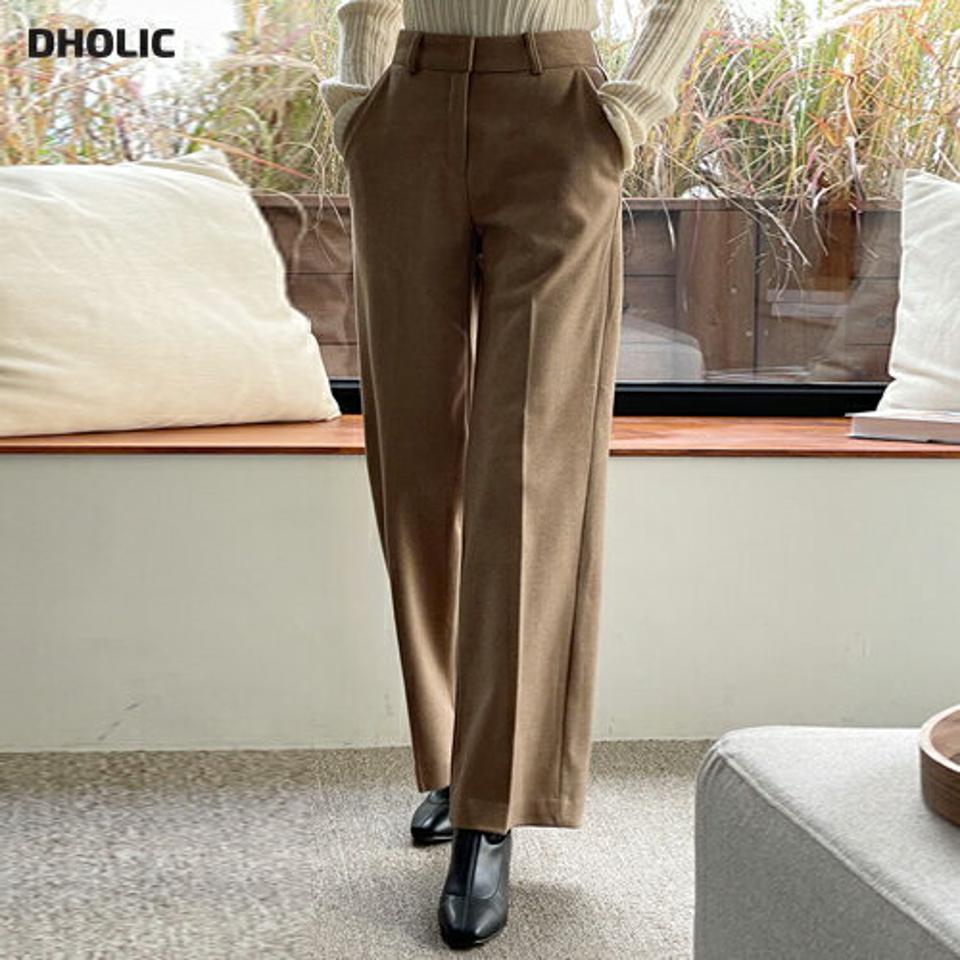 裏起毛ストレートスラックス・t00135 レディース 【pt】パンツ ズボン スラックス ストレート 裏起毛 ベルトループ 単色 無地 シンプル ベーシック 大人 オフィス オケージョン ハイウエスト 冬 韓国ファッション