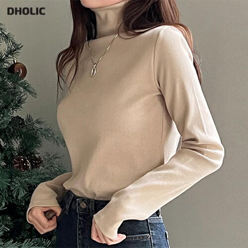 リブタートルTシャツ・t00124 レディース 【tops】トップス Tシャツ 長袖 ロンT リブ タートルネック 単色 無地 シンプル ベーシック 大人 きれいめ カジュアル メランジカラー 秋 冬 韓国ファッション