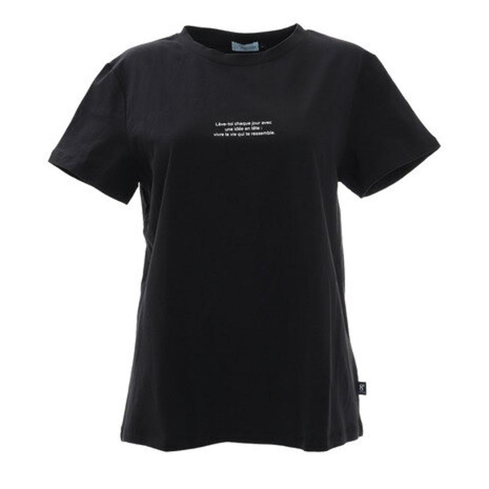 ウィッテム（HUITIEME）（レディース）Tシャツ レディース 半袖 UVカット MESSAGEシャツ HU21SEG864023BLK