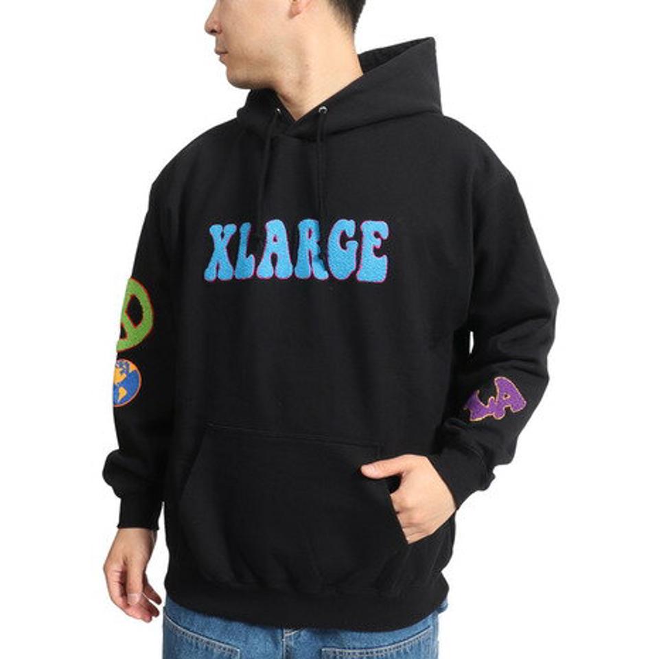 エクストララージ（XLARGE）（メンズ、レディース）FLOWER プルオーバーフーディー スウエット 101224012009-BLACK