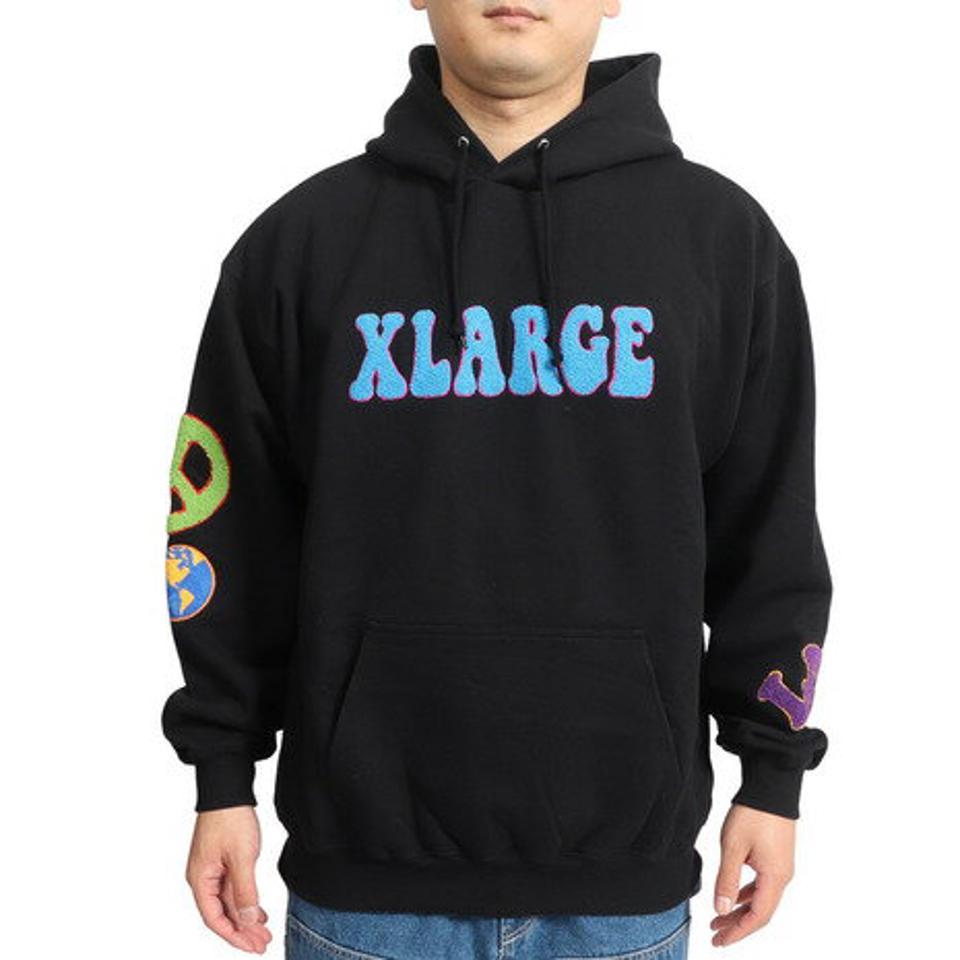 エクストララージ（XLARGE）（メンズ、レディース）FLOWER プルオーバーフーディー スウエット 101224012009-BLACK