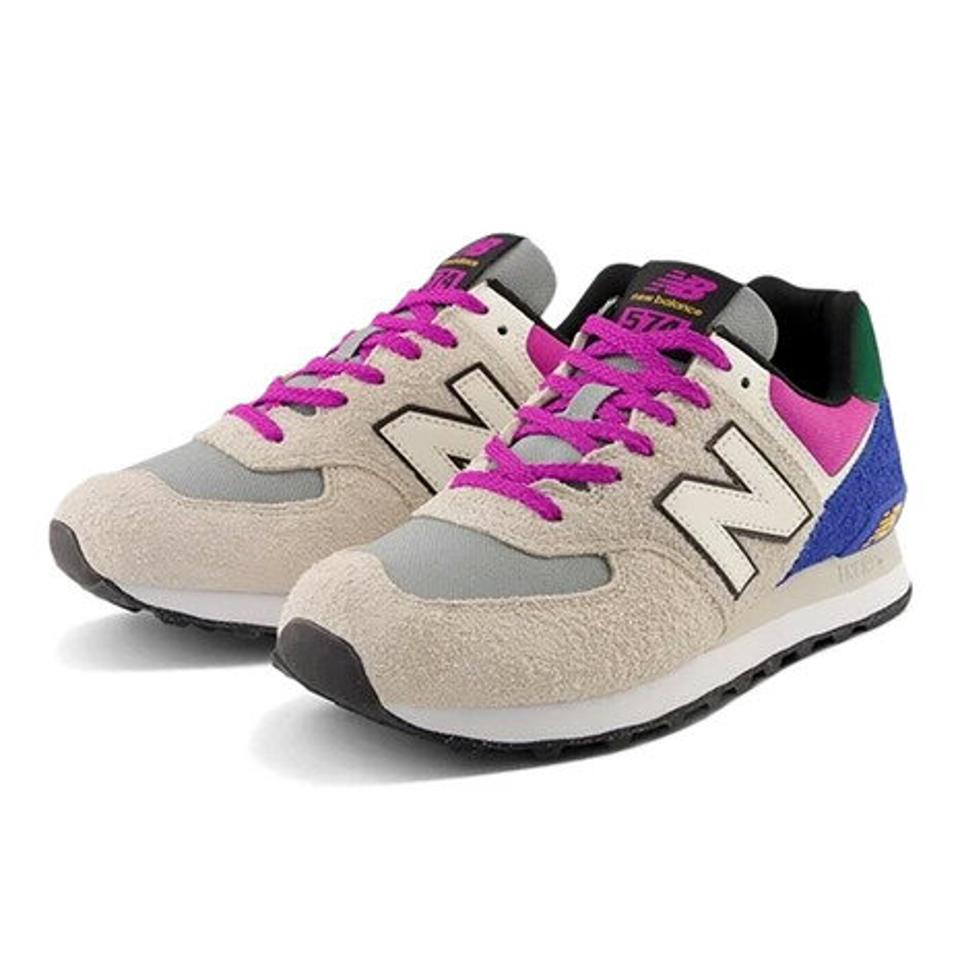 ニューバランス（new balance）（メンズ、レディース）スニーカー U574 CP2 D ライトグレー スポーツシューズ スエード生地 メッシュ カラフル カジュアル