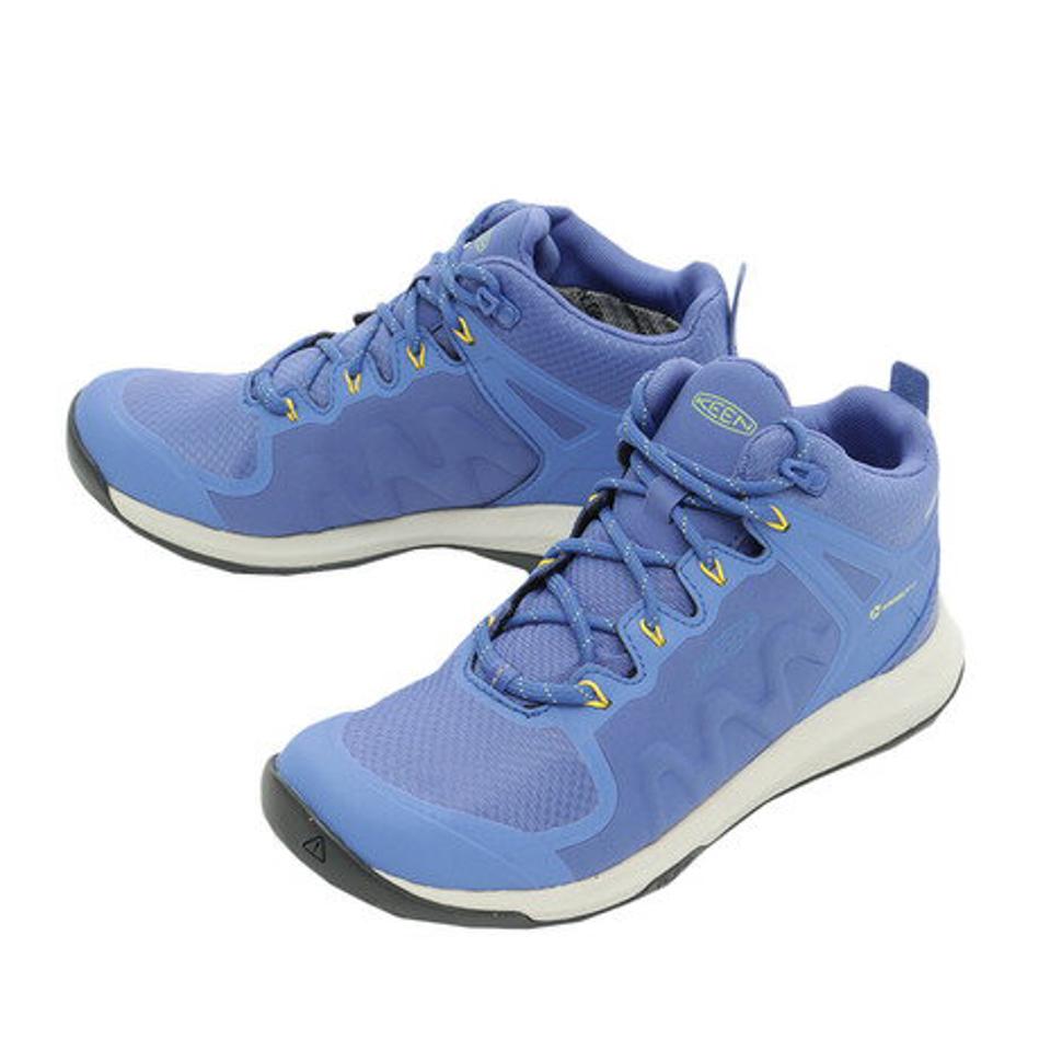 キーン（KEEN）（レディース）トレッキングシューズ ハイカット 登山靴 エクスプロール ミッド 1021648 ブルー 防水 ハイキングシューズ