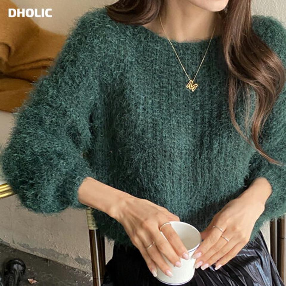 ファータッチボートネックニット・t00308 レディース 【tops】トップス ニット 長袖 ボートネック 単色 無地 シンプル カラーニット カジュアル ラフ 大人 ファータッチ 緑 グリーン 秋 冬 韓国ファッション