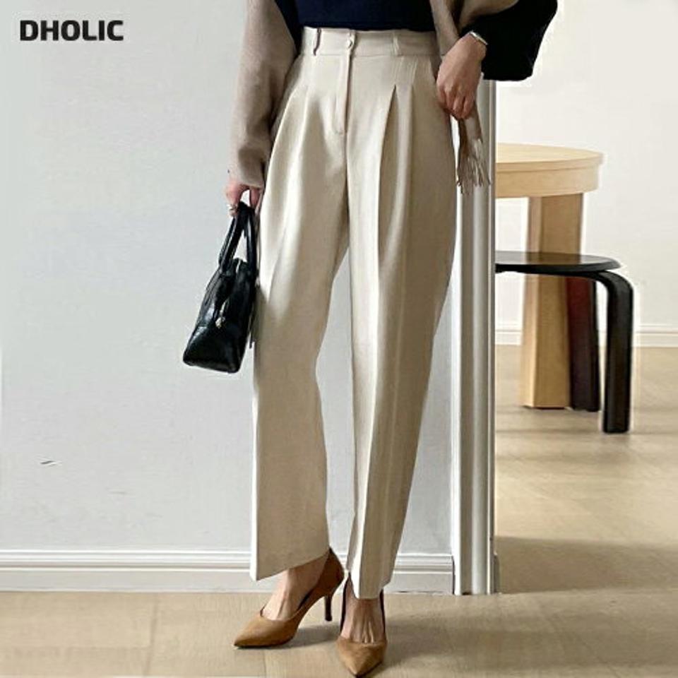 【マラソン特価】裏起毛ツーボタンスラックス・t00148 レディース 【pt】パンツ ズボン スラックス ロングパンツ 裏起毛 単色 無地 シンプル ベーシック 大人 きれいめ オケージョン オフィス フルレングス センタープレス ハイウエスト 冬 韓国ファッション セール