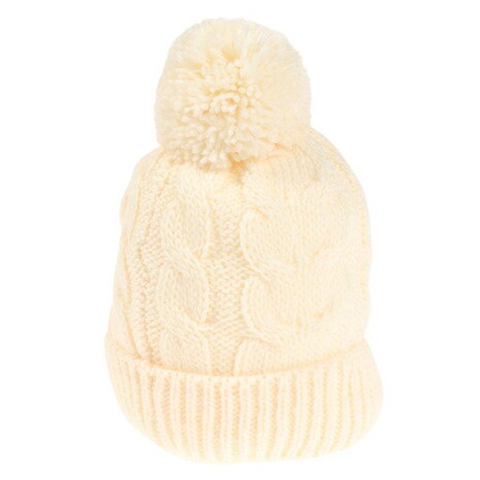 エアボーン（ARBN）（レディース）帽子 ニット帽 ポンポン NATURE POM ニットキャップ ホワイト AB33WC1389 WHT
