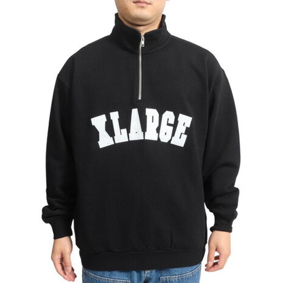 エクストララージ（XLARGE）（メンズ）ハーフジップ プルオーバーフーディー スウエット 101224012004-BLACK