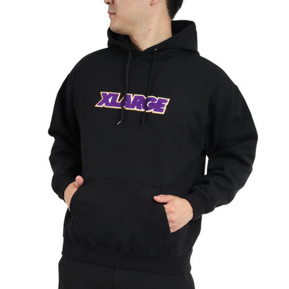 エクストララージ（XLARGE）（メンズ）TWO TONE STANDARD ロゴ プルオーバーフードスウェット 101223012008-BLACK