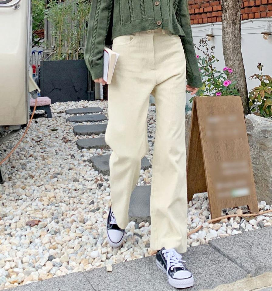 モダール混ツーボタンコーデュロイパンツ・p000209 レディース 【pt】パンツ ズボン ロング コーデュロイ モダール 単色 無地 シンプル ベーシック 大人 秋 冬 韓国ファッション MKT