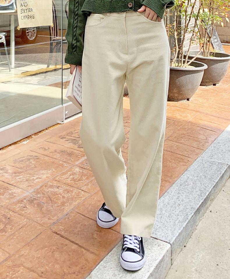 モダール混ツーボタンコーデュロイパンツ・p000209 レディース 【pt】パンツ ズボン ロング コーデュロイ モダール 単色 無地 シンプル ベーシック 大人 秋 冬 韓国ファッション MKT
