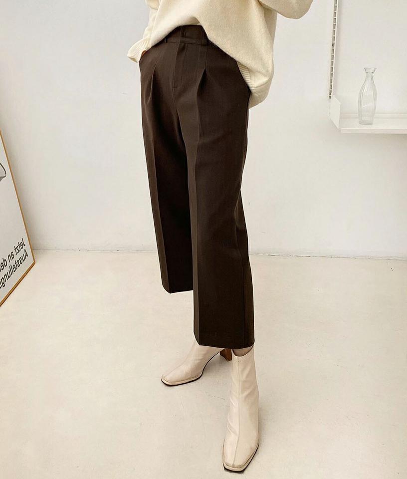 8分丈センタープレススラックス・p000195 レディース 【pt】パンツ ズボン スラックス クロップド丈 センタープレス 単色 無地 シンプル ベーシック 大人 八分丈 きれいめ 秋 冬 韓国ファッション MKT