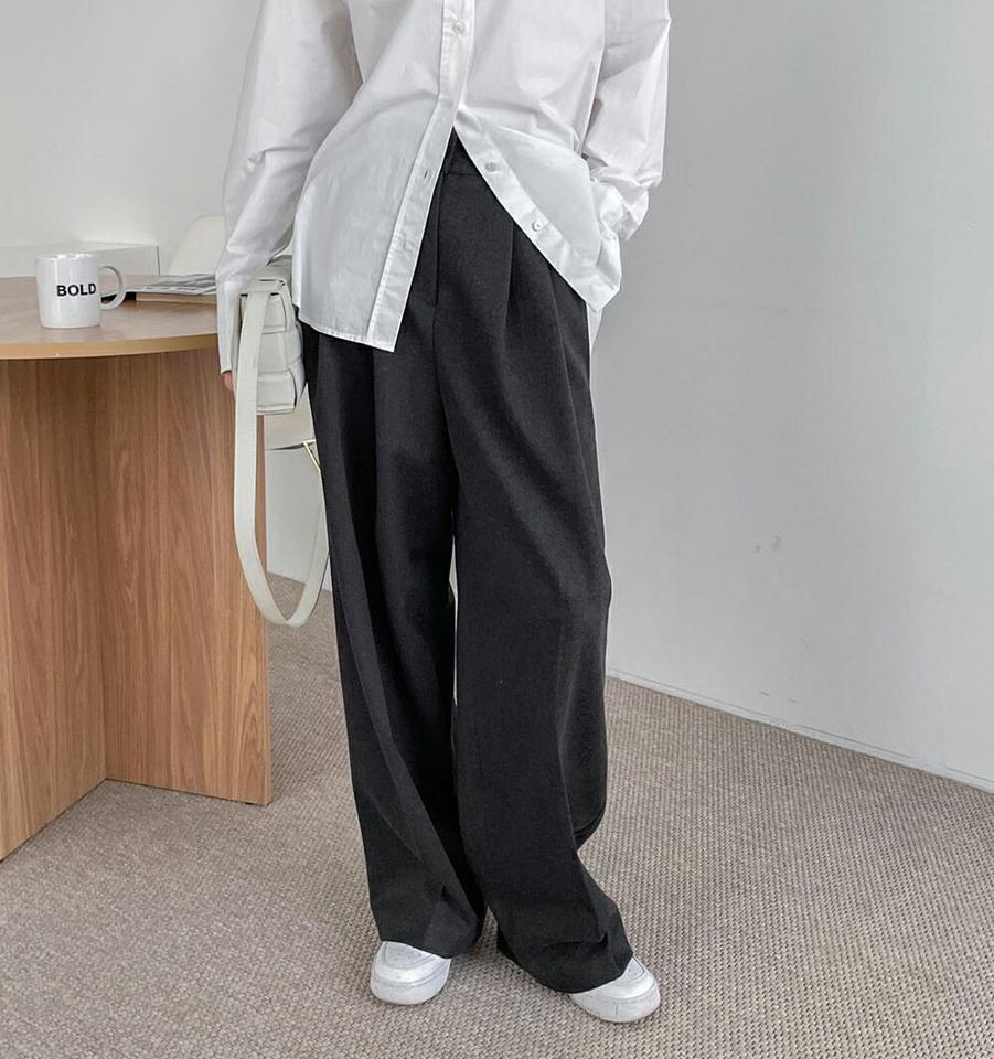 ツータックホックスラックス・p000196 レディース 【pt】パンツ ズボン スラックス ロング ワイド ツータック 単色 無地 シンプル ベーシック シック 大人 オケージョン オフィス 秋 冬 韓国ファッション MKT