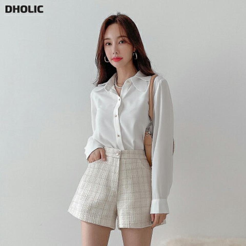 シアーダブルカラーブラウス・p000104 レディース 【bl】トップス ブラウス 長袖 ダブルカラー 襟コン 単色 無地 シンプル フェミニン 大人 きれいめ オフィス オケージョン 秋 冬 韓国ファッション MKT