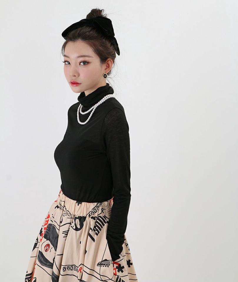 ウール混タートルスリムTシャツ・p000219 レディース 【tops】トップス Tシャツ ロンT 長袖 スリム タイト タートルネック ハイネック ウール 単色 無地 シンプル ベーシック 大人 きれいめ 秋 冬 韓国ファッション MKT