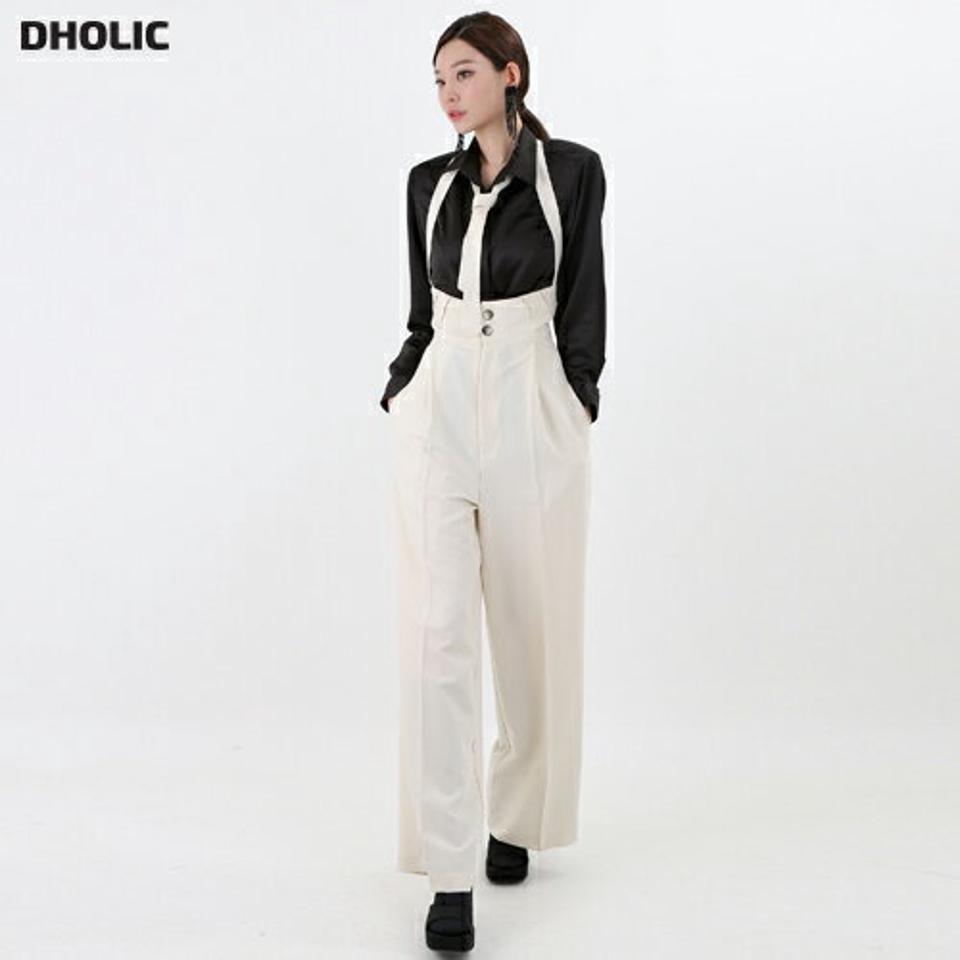 【特価商品】ハイウエストオールインワン・p000213 レディース 【pt】オールインワン パンツ ズボン ハイウエスト 単色 無地 シンプル 大人 きれいめ レイヤード 大人 白 ホワイト 秋 冬 韓国ファッション MKT セール