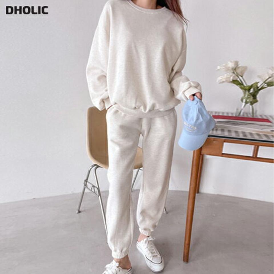 裏起毛スウェット&ジョガーパンツSET・p000227 レディース 【pt】セットアップ setup トップス スウェット トレーナー 長袖 パンツ ズボン 裏起毛 単色 無地 シンプル ラフ ワンマイルウェア ラウンドネック 冬 韓国ファッション MKT