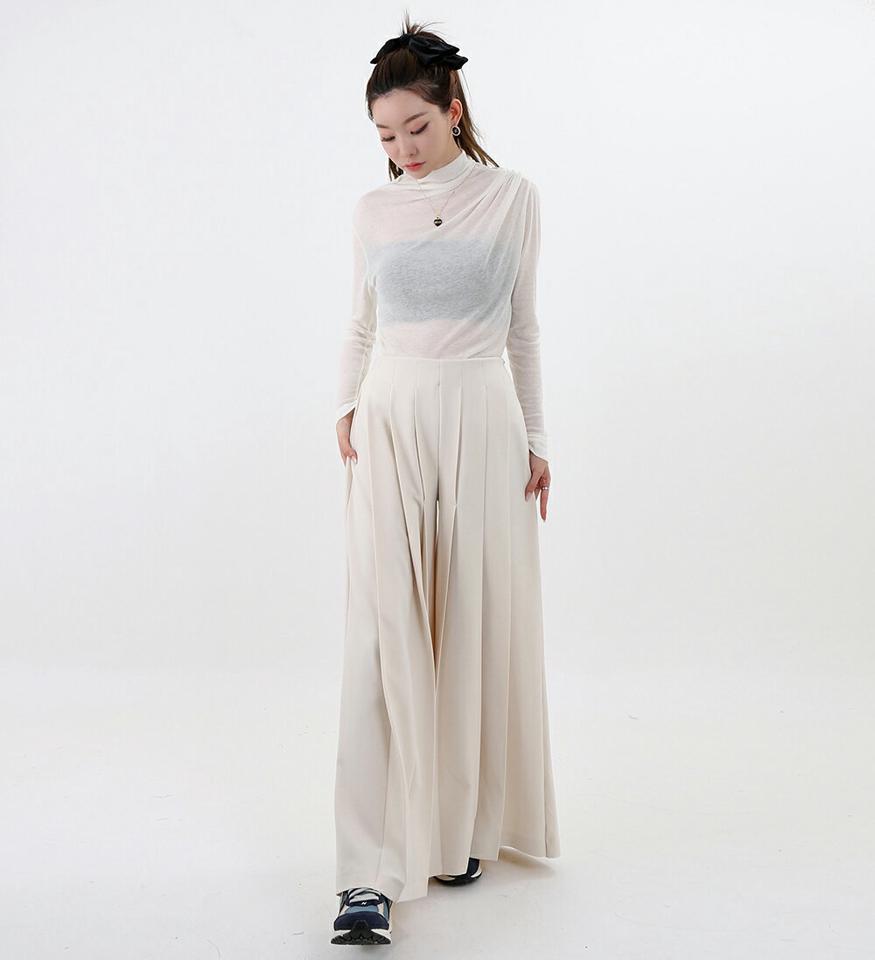 【マケット特価】マルチタックフレアパンツ・p000189 レディース 【pt】パンツ ズボン ロングパンツ ワイド タック フレア スカンツ シンプル 単色 無地 体型カバー ユニーク 個性的 秋 冬 韓国ファッション MKT セール