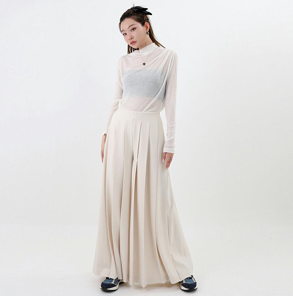 【マケット特価】マルチタックフレアパンツ・p000189 レディース 【pt】パンツ ズボン ロングパンツ ワイド タック フレア スカンツ シンプル 単色 無地 体型カバー ユニーク 個性的 秋 冬 韓国ファッション MKT セール