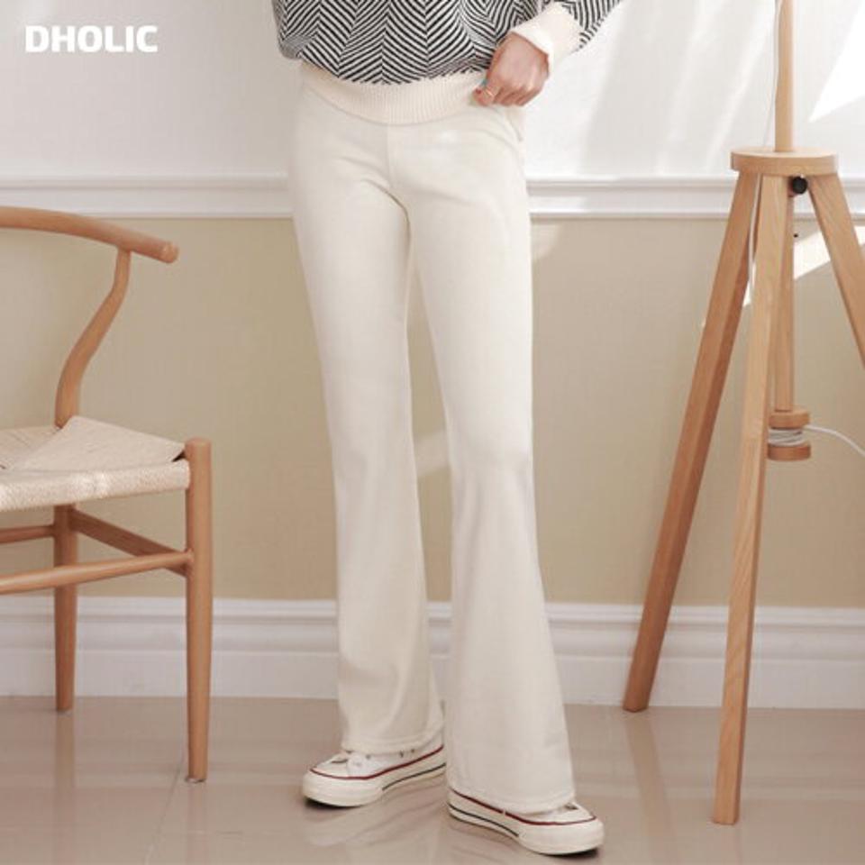 ウール混エコファー裏地フレアパンツ・p000237 レディース 【pt】パンツ ズボン ロング フレア フェイクファー ウール 単色 無地 シンプル ベーシック 大人 スリム きれいめ 白 ホワイト 冬 韓国ファッション MKT