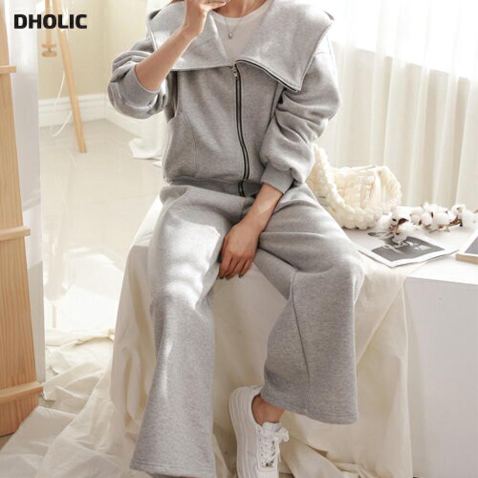裏起毛ジップパーカー&パンツSET・p000146 レディース 【pt】セットアップ setup トップス パーカー フード フーディー 長袖 パンツ ズボン ロング 裏起毛 ジップアップ 大きい襟 シンプル ラフ 冬 韓国ファッション MKT