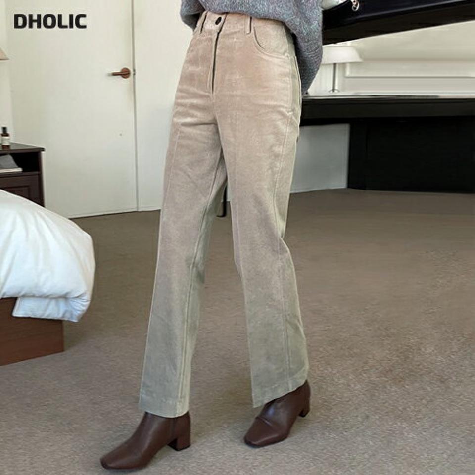 ベロアストレートパンツ・t00170 レディース 【pt】パンツ ズボン ロング ストレート ベロア 単色 無地 シンプル ベーシック 大人 カジュアル 季節感 光沢感 ハイウエスト ベルトループ センタープレス 秋 冬 韓国ファッション