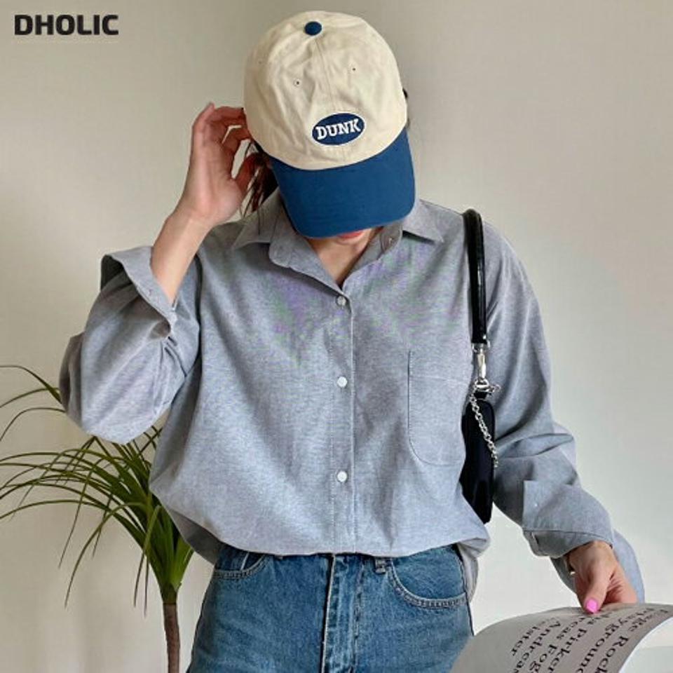 ポケット長袖コットンシャツ・p000077 レディース 【bl】トップス シャツ 長袖 コットン 綿 単色 無地 シンプル ベーシック 大人 カジュアル ポケット 青 ブルー 秋 冬 韓国ファッション MKT