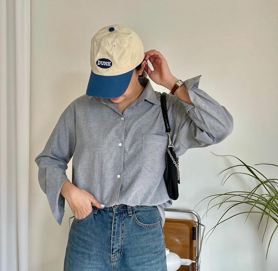 ポケット長袖コットンシャツ・p000077 レディース 【bl】トップス シャツ 長袖 コットン 綿 単色 無地 シンプル ベーシック 大人 カジュアル ポケット 青 ブルー 秋 冬 韓国ファッション MKT