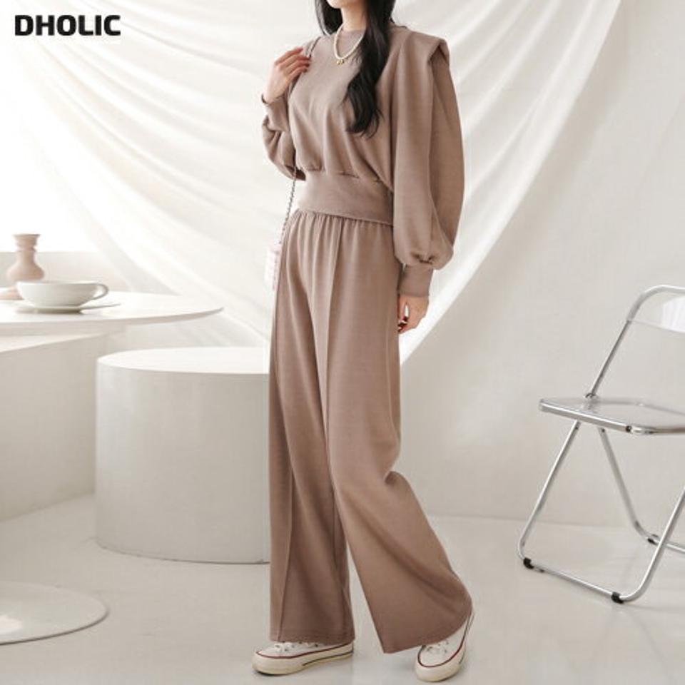 【マケット特価】裏起毛パフスウェット&ワイドパンツSET・p000052 レディース 【pt】セットアップ setup トップス トレーナー スウェット パンツ ズボン ロング ワイド 裏起毛 パフスリーブ 単色 無地 ラフ カジュアル ワンマイルウェア 冬 韓国ファッション MKT セール