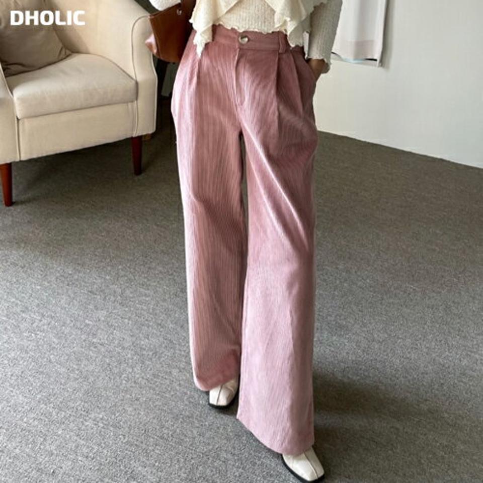 コーデュロイタックコットンパンツ・p000125 レディース 【pt】パンツ ズボン コットン 綿 コーデュロイ タック ロング シンプル カラーパンツ ピンク カジュアル 秋 冬 韓国ファッション MKT