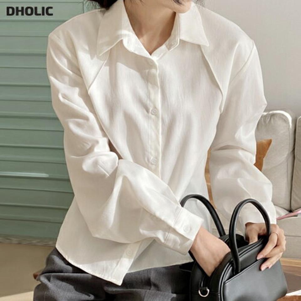 ガンフラップリボンシャツ・p000111 レディース 【bl】トップス シャツ 長袖 りぼん フラップ 襟 単色 無地 シンプル オフィス 大人 白 ホワイト 秋 冬 韓国ファッション MKT