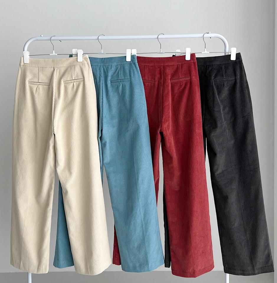 コーデュロイツータックパンツ・p000041 レディース 【pt】パンツ ズボン ワイド コーデュロイ ツータック 単色 無地 シンプル カラーパンツ 水色 ブルー シンプル 単色 無地 カジュアル ラフ 秋 冬 韓国ファッション MKT