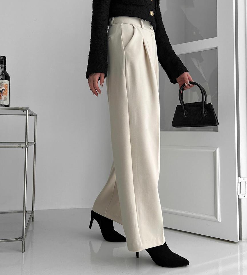 【マケット特価】裏起毛ツータックスラックス・p00008 レディース 【pt】パンツ ズボン スラックス ツータック 裏起毛 単色 無地 シンプル ベーシック 大人 オケージョン きれいめ オフィス ハイウエスト 綿らジ 冬 韓国ファッション MKT セール