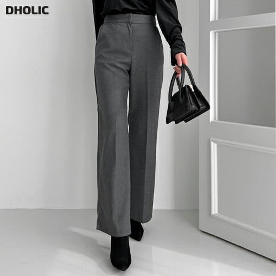 フライフロントスラックス・p00007 レディース 【pt】パンツ ズボン スラックス ロング 単色 無地 シンプル ベーシック シック 大人 きれいめ オケージョン オフィス メランジ カジュアル 秋 冬 韓国ファッション MKT