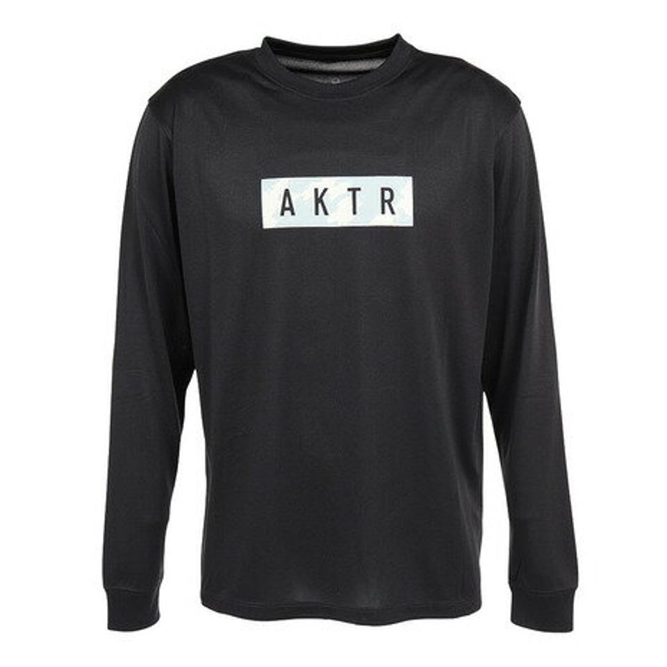 アクター(AKTR)(メンズ、レディース)バスケットボールウェア ゴースト カモ ロゴ長袖Tシャツ 222-014005 BK