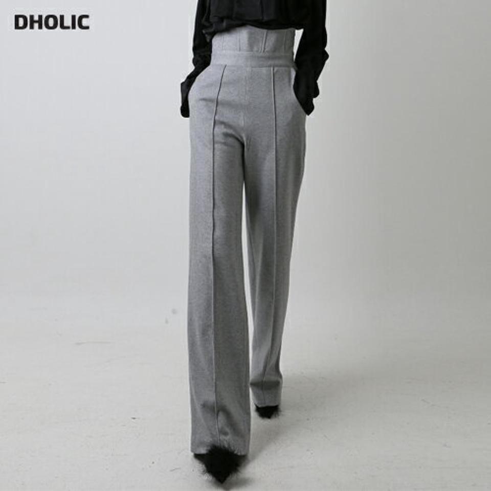 バックボタンハイウエストパンツ・p000286 レディース 【pt】パンツ ズボン ロング ハイウエスト センタープレス フルレングス 単色 無地 シンプル きれいめ 大人 シック 秋 冬 韓国ファッション MKT