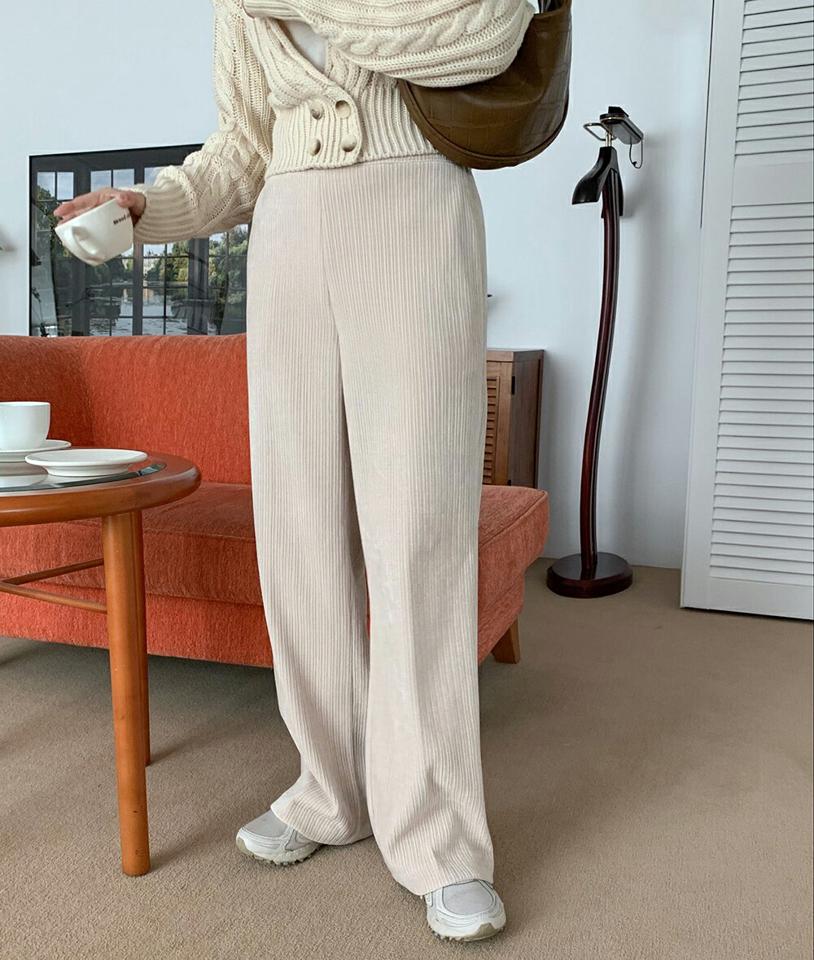【マケット特価】コーデュロイボタンレスワイドパンツ・p000263 レディース 【pt】パンツ ズボン ロング ワイド コーデュロイ 単色 無地 シンプル カジュアル 季節感 大人 フルレングス 秋 冬 韓国ファッション MKT セール
