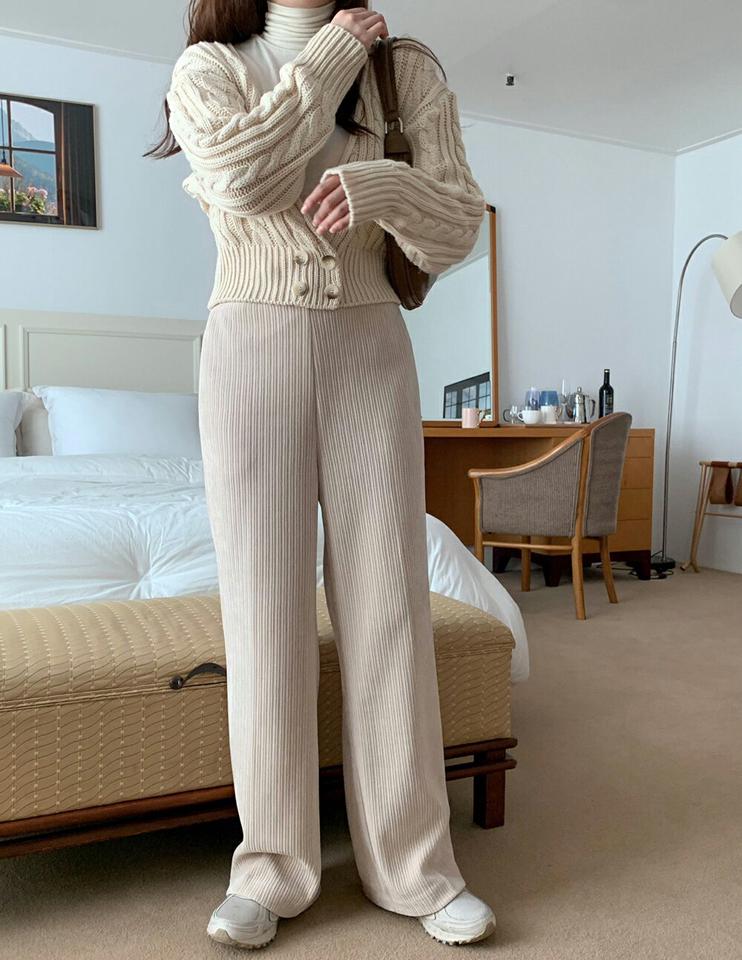 【マケット特価】コーデュロイボタンレスワイドパンツ・p000263 レディース 【pt】パンツ ズボン ロング ワイド コーデュロイ 単色 無地 シンプル カジュアル 季節感 大人 フルレングス 秋 冬 韓国ファッション MKT セール