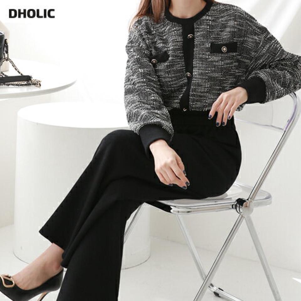 【マケット特価】ツイードスウェット&リブワイドパンツSET・p000032 レディース 【pt】 セットアップ setup トップス トレーナー 長袖 スウェット パンツ ズボン ロング リブ ツイード 大人 ラウンドネック 高級感 秋 冬 韓国ファッション MKT セール