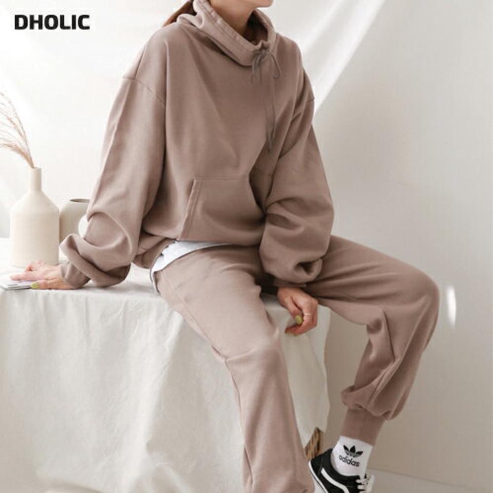 【マケット特価】裏起毛配色パーカー&ジョガーパンツSET・p000294 レディース 【pt】セットアップ setup トップス パーカー スウェット フード フーディー パンツ ズボン ロング 裏起毛 単色 シンプル マフポケット ワンマイルウェア 冬 韓国ファッション MKT セール