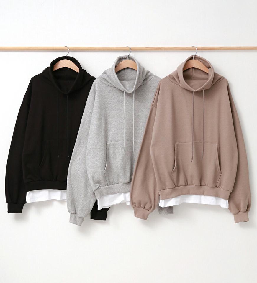 【マケット特価】裏起毛配色パーカー&ジョガーパンツSET・p000294 レディース 【pt】セットアップ setup トップス パーカー スウェット フード フーディー パンツ ズボン ロング 裏起毛 単色 シンプル マフポケット ワンマイルウェア 冬 韓国ファッション MKT セール