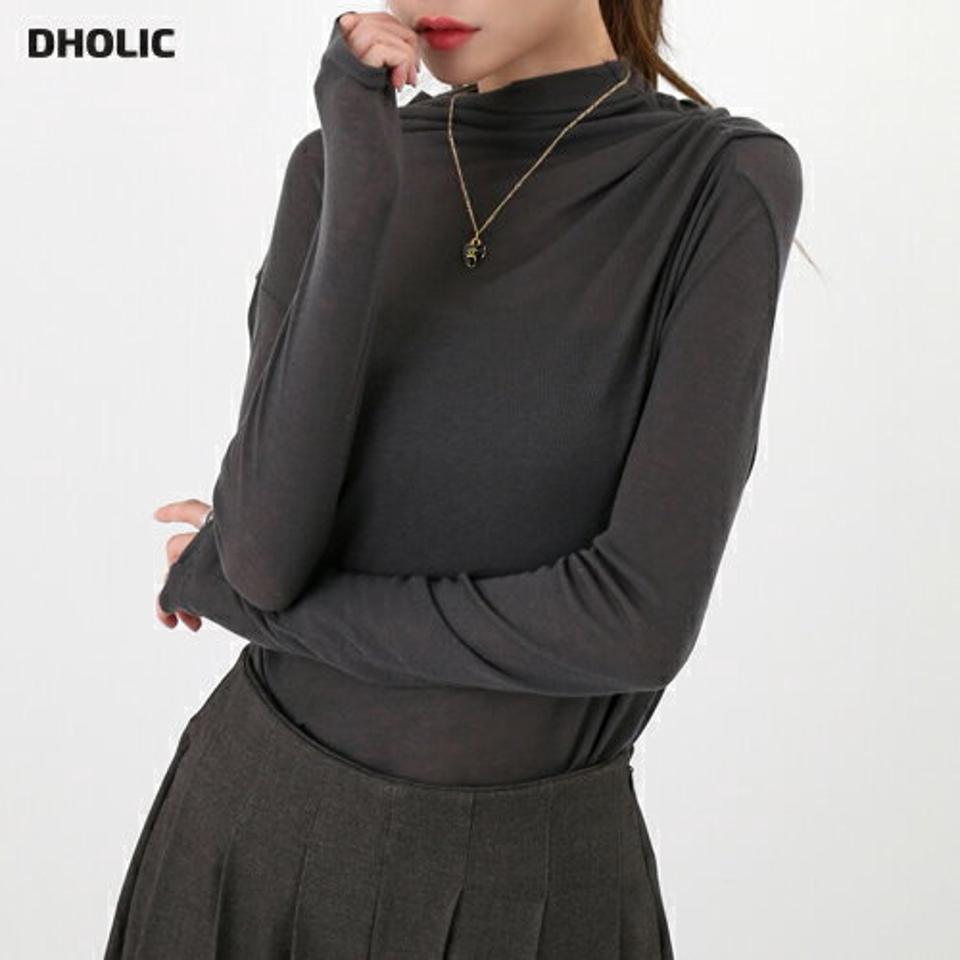 【マケット特価】ウール混ギャザーハーフネック長袖Tシャツ・p000185 レディース 【tops】トップス Tシャツ 長袖 ロンT ハーフネック ギャザー 単色 無地 シンプル フェミニン ウール 大人 きれいめ 秋 冬 韓国ファッション MKT セール