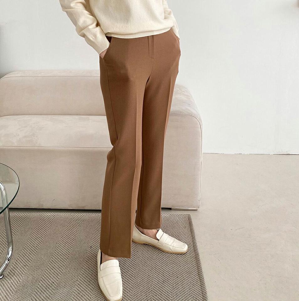 2TYPEスリムスラックス・p000197 レディース 【pt】パンツ ズボン スラックス ロング スリム 単色 無地 シンプル ベーシック 大人 きれいめ メランジ クロップド丈 秋 冬 韓国ファッション MKT