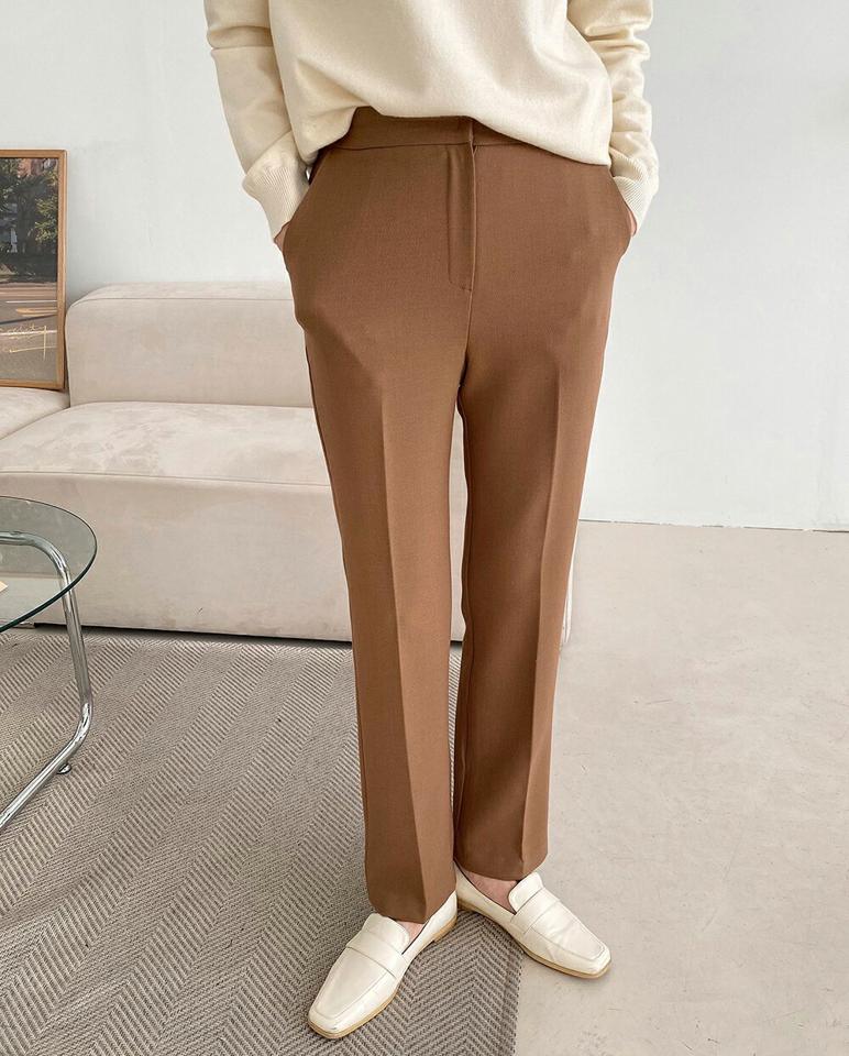 2TYPEスリムスラックス・p000197 レディース 【pt】パンツ ズボン スラックス ロング スリム 単色 無地 シンプル ベーシック 大人 きれいめ メランジ クロップド丈 秋 冬 韓国ファッション MKT