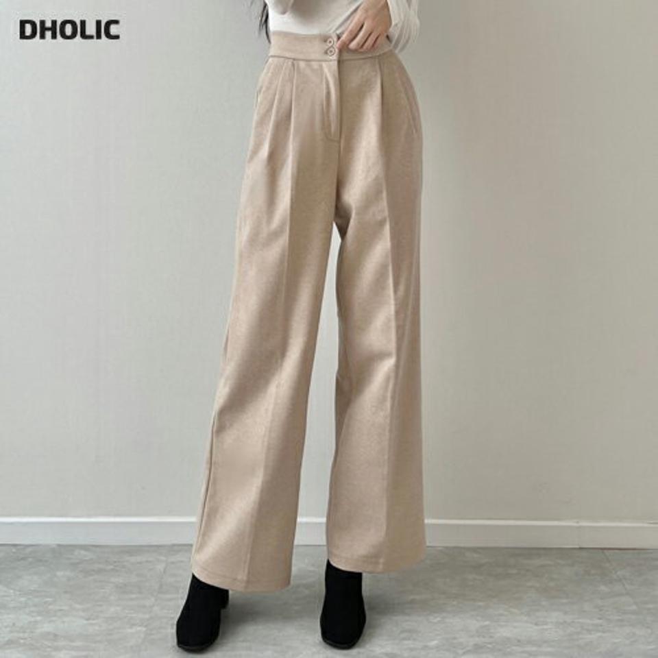 裏起毛ツーボタンイージースラックス・p000400 レディース 【pt】パンツ ズボン スラックス ロング 単色 無地 シンプル 大人 きれいめ 裏起毛 オフィス カジュアル 冬 韓国ファッション MKT